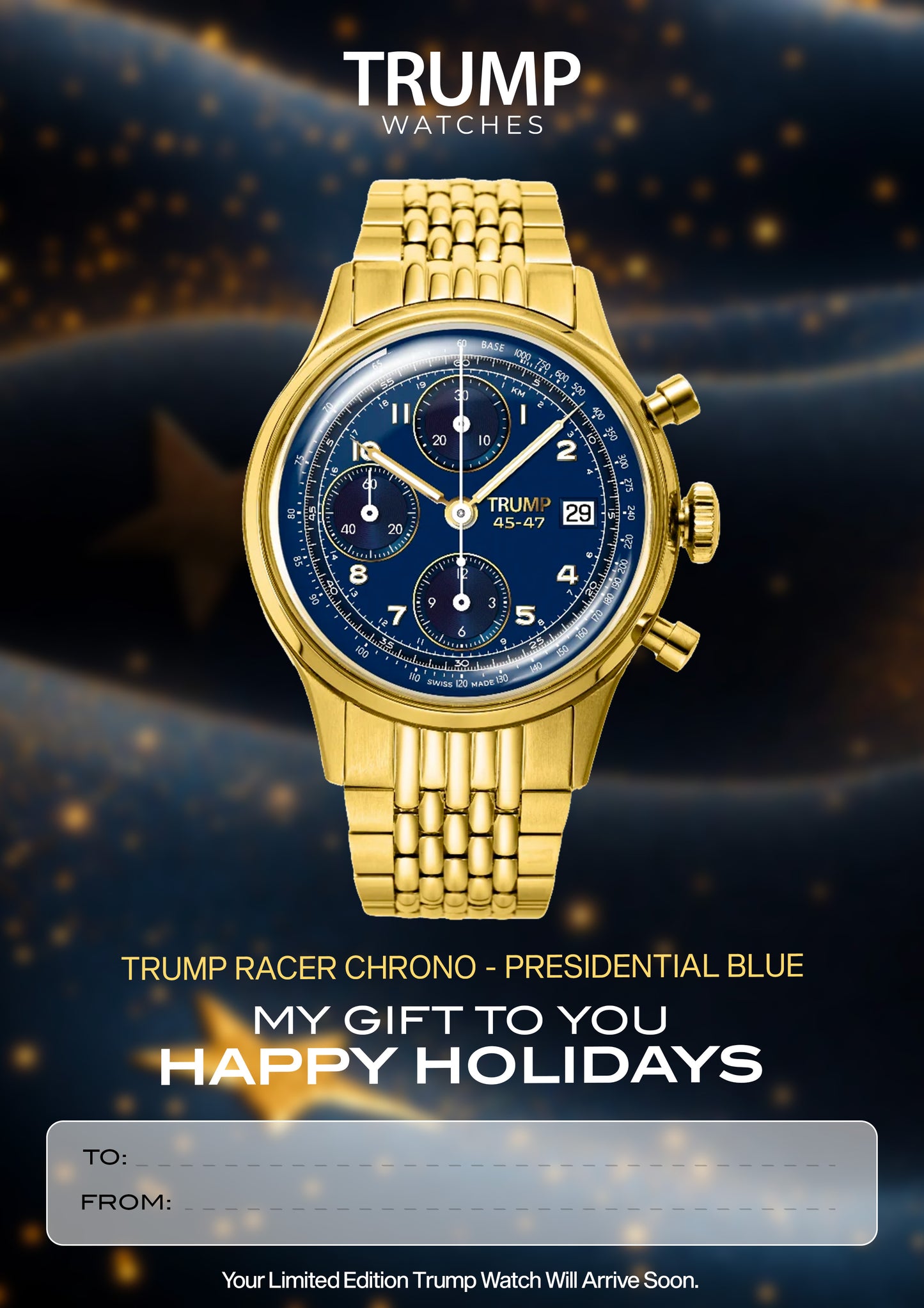 Trump Racer Chrono - Presidential Blue - Holiday Card