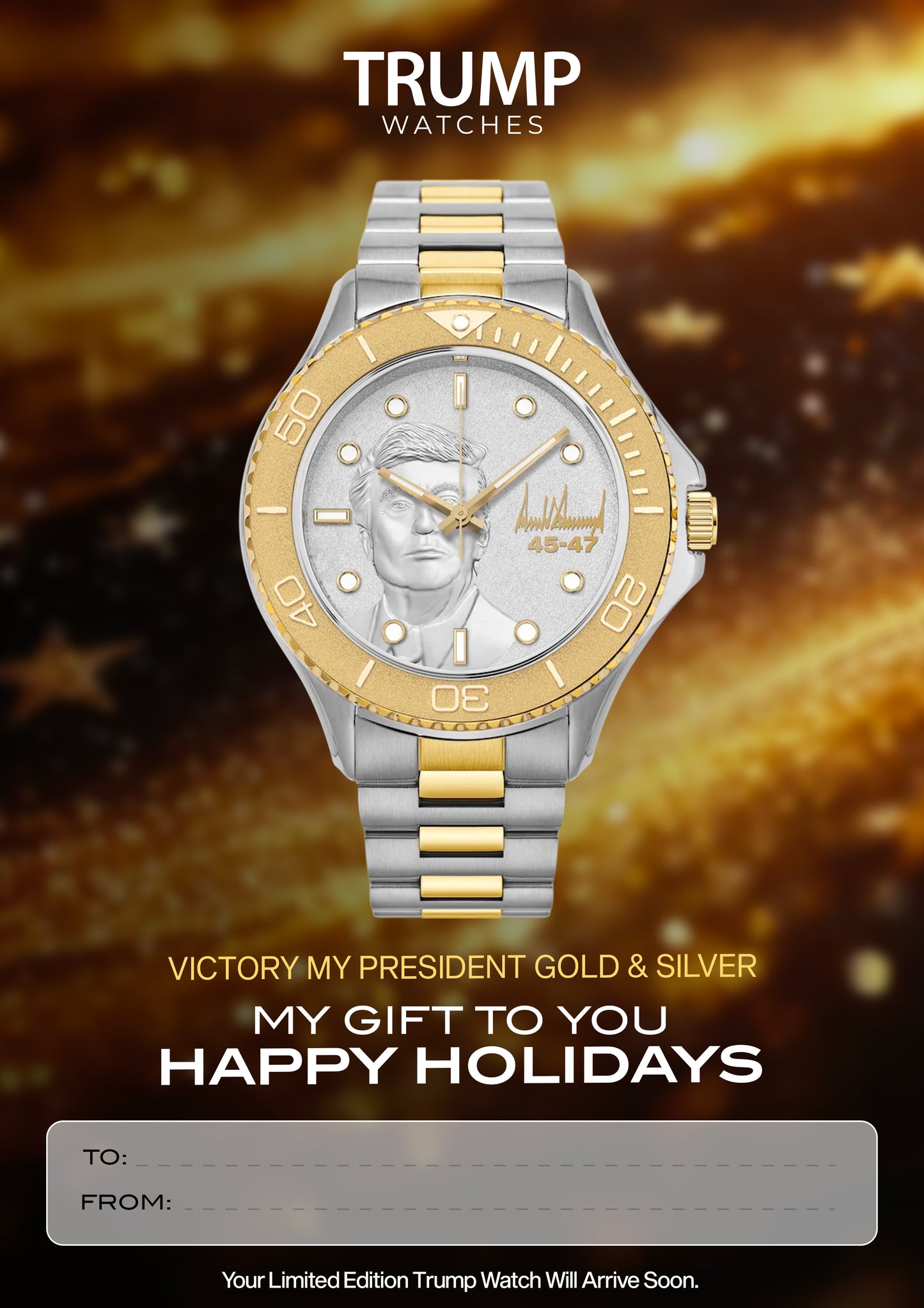 Victory My President Gold Tone & Silver - Holiday Card