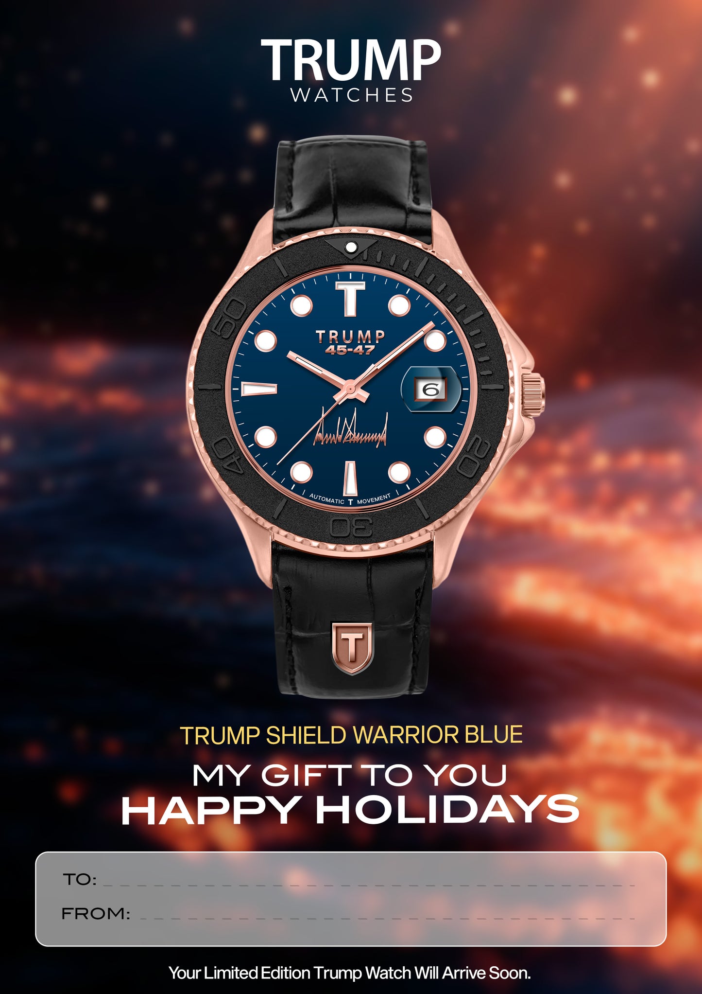 Trump Shield Warrior Blue - Holiday Card