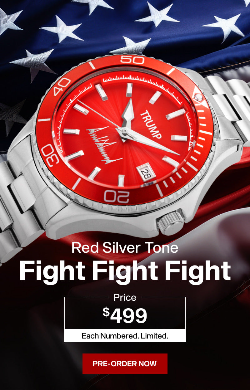 Trump Watch Fight Red Silver tone 